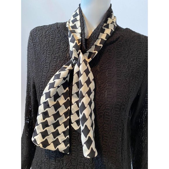 Black Houndstooth Vintage Scarf Sash